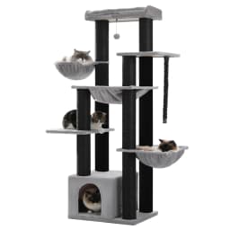 Large Cat Tree with 7 Thick Sisal Scratching Posts Big Hammocks Tall Cat Tower for Indoor Cats Large Adult with Spacious Condo