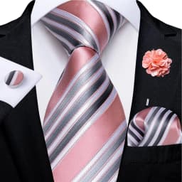 Floral Pink Ties For Men Wedding Party Man Tie Handkerchief Brooch Cufflinks Set Men Accessories Gravata