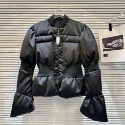 DEAT 2024 Winter New Items Fashion Women's Thread Waist Design Warm Jacket Casual Solid Color Zipper Cotton Padded Coat 11A01161