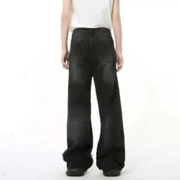 IEFB High Street Men's Denim Pants Hole Worn-out Streetwear Trousers Straight Wide Leg Casual Male Jeans New Autumn 2024 9C8513