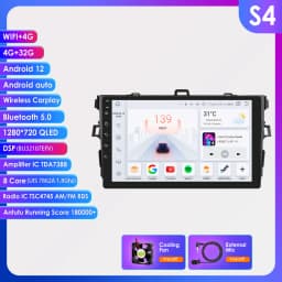 Hizpo 8 Core 8+128G For Toyota Corolla E140/150 2007 - 2012 2Din Android Car Radio Multimedia Video Player Autoradio Carplay GPS