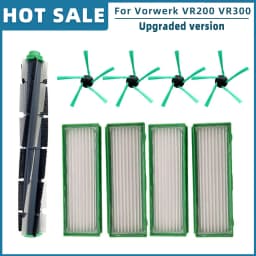 Replacement For Vorwerk Kobold VR200 VR300 Robot Vacuum Cleaner Main Roller Brush Side Brush Hepa Filter Spare Parts Accessories