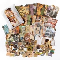 Journamm 200pcs/pack Decor Scrapbook PET Sticker Materials Paper Combo Kit DIY Junk Journal Collage Photo Album Vintage Stickers