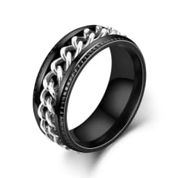 Anxiety Relaxing Ring For Men Spinner Fidgets Rings Stainless Steel Rotate Freely Chain Joint Ring Accessories Anillos De Hombre