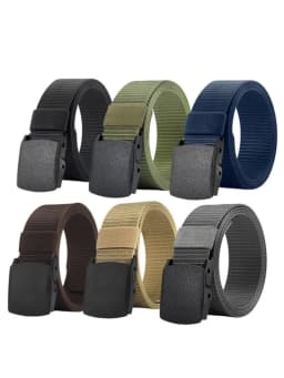 6pcs Men's Casual Belt, Adjustable Plastic Buckle, Women's Belt, Multifunctional Outdoor Belt, Suitable for Outdoor Activities