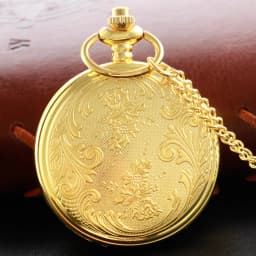 New Gold Luxury Ruby Pocket Watch Necklace Digital Pendant Chain Clock Fashion Sculpture Women's Men's Gift