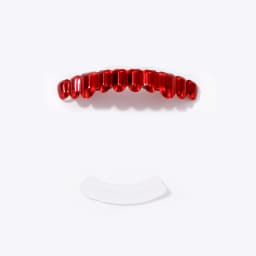 TOPGRILLZ Red Mirror Hip Hop Grillz Set 2Pcs 8 Teeth Top Bottom Grills Y2K Party Cosplay Teeth Halloween Jewelry Men Women