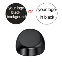 U7 Custom Stainless Steel Round Square Rings for Man Relief Deep Engrave Black White Vector Design Logo Brand Rings Jewelry Gift