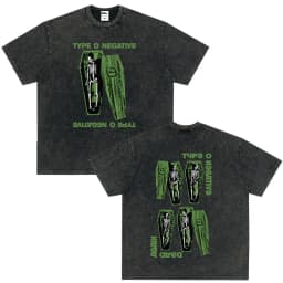 Rock Band Type O Negative The Green Man Vintage Washed T Shirt Gothic Metal Short Sleeve T-shirt Men's Vintage Hip Hop T Shirts