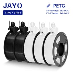 JAYO 5Rolls PETG Filament 1.75MM 1.1KG/Roll 3D Printer Filament PETG High Toughness for FDM 3D Printing Material