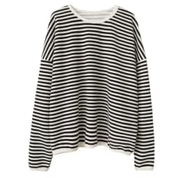 2023 spring and autumn new Korean version casual lazy style pullover striped sweater women's loose top coat