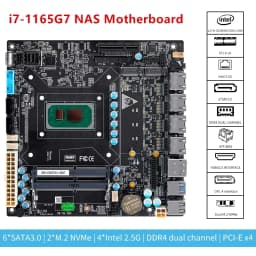 6-Bay Mini ITX Firewall Motherboard 11th Gen Intel I7 1165G7 I5 1135G7 I3 1115G4 2×M.2 NVMe DDR4 Server Router NAS Mainboard