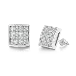 Hip Hop 8MM Square Stud Earrings For Women Men Iced Out Bling Micro Full Pave Rhinestone CZ Stone Earring Trendy Jewelry OHE127