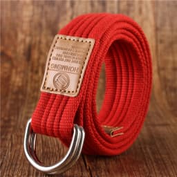 New men's and women's Korean version 16 color double loop buckle canvas belt 43 inch casual pants canvas belt youth pants belt