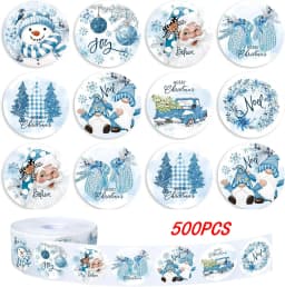 500pcs/roll Blue Snowflake Merry Christmas Sticker Gift Envelope Sealing Label Decoration Stationery Sticker 2.5cm