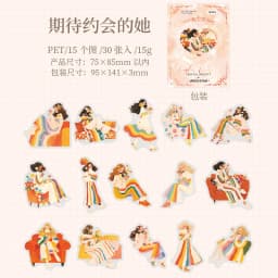 30pcs/1lot Kawaii Scrapbook Stickers Couple's Weekend Junk Journal Gold Planner Stationery Sticker Planner Decorative