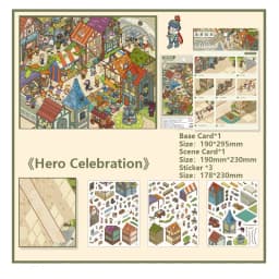HEYBAO Anniversary Mini Scene Book | Japanese Retro Comic Stickers & Cards, for Journal & Scrapbook Decor