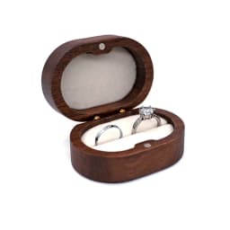 Handmade Walnut Wood Ring Box with Transparent Lid Romantic Engagement Jewelry Case for Couple Custom Engraved Personalized Name