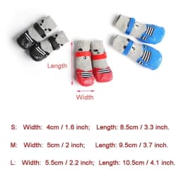 Pet Socks for Small Dog Cat, Non-Slip Dog Socks with Adjustable Paw Protection Winter Knitting Warm Sock (Blue Red Black)