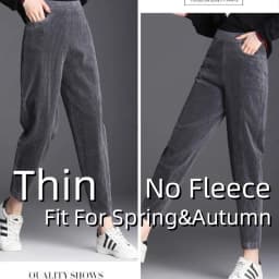 Autumn Winter Plush Thick Thin Elegant Women's Pants High Waist Fleece Pencil Pants Women Corduroy Leggings Office Lady Trousers