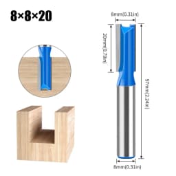 Slotting Straight Router Bit Set 8mm Shank Double-edged Carpenter Milling Cutter for Wood 6-20mm Cutting Dia Woodworking Tools