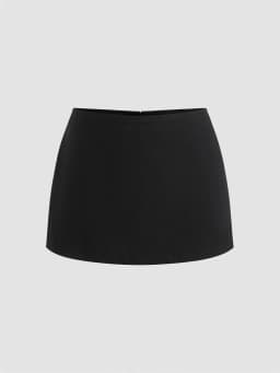 Women's Elegant Slim Fit Side Split Hem Solid Color Mini Skirts Casual Daily Wear Anti-expose Lining Short Skirts Summer 2026