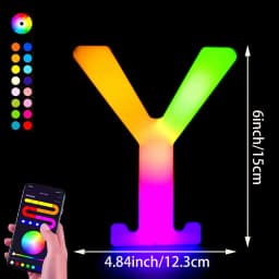 1PC Smart LED Letter Light - DIY RGB Marquee App Control Music Sync Indoor Sign Game Holiday Party Wedding Graduation Season A-Z