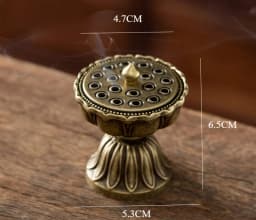 Lotus Flower Incense Burner With Handle Retro Copper Lotus Hollow Out Incense Stick Burner Brass Small Metal Craft Home Decor