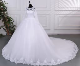 Long Sleeve Wedding Dresses Cheap Wedding Dress Pure White Wedding Dresses With Train Customized Brides Party Dress 2025 New