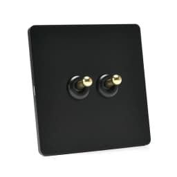 86 Type Retro Switch 1-4 Gang 2 Way Wall Light Brass Lever Toggle Switch Black Matte Stainless Steel Panel EU FR Power Outlet