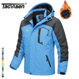 TACVASEN Men's Ski Parka Jacket Waterproof Fleece Lined Insulated Thermal Snowboard Sports Work Winter Jacket with Detached Hood