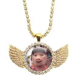John Pork Is Calling Answer Call Phone Humor Funny Pig Graphic Glass Cabochon Angel Wings Pendant Necklace Jewelry Giftwholesale