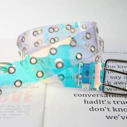 2024 Two Row PVC Clear Belt For Women Fashion Pin Buckle Female White Waist Trousers Transparent Belts Ladies Jeans Grommet Belt