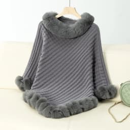 New In Winter Solid Color Fur Collar Pullover Shawl Women Fashion Thick Warm Knitted Poncho Casual Luxury Cape Outerwears