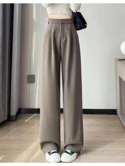 Spring 2024 New Fashion All-Match Simple Office Suit Pants Wide-Leg Pants High Waist Narrow Straight Casual Mop Pants Women