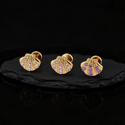 Right Grand ASTM F136 Titanium Seashell Flat Back Stud with CZ 16G Summer Cartilage Helix Conch Piercing Ocean Beach Jewelry