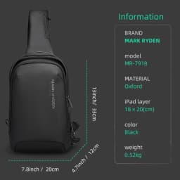 Mark Ryden Shoulder Bag for Men Water-repellent Sports Chest Bag Anti-theft Crossbody Bags USB Charging Messenger Bag