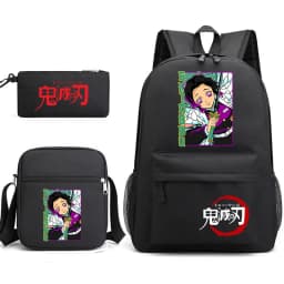 Demon Slayer Anime Print School Backpack Set 3Pcs with Shoulder Bag Pencil Case for Boys Girls