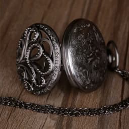 Vintage Hollow Octopus Pattern Pocket Watch Steampunk Quartz Pocket Watch with Chain Necklace Antique Collectible Pendant Clock