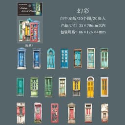 20pcs/1lot Kawaii Scrapbook Stickers Old courtyard doors and windows Junk Journal Gold Planner Stationery Decorative