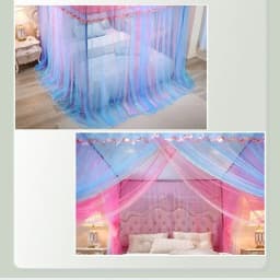 2025 New Palace Double-Layer Contrasting Mosquito Net Girl Style Encrypted Triple Door Soft Mesh Floor Bed Canopy with Folds