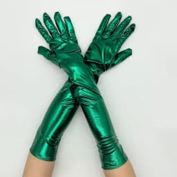 48cm Women Patent Leather Solid Gloves Stage Performance Halloween Cosplay Nightclub Pole Dance Fashion Street Concert