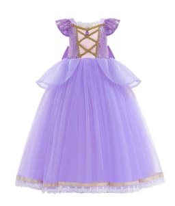 Muababy Rapunzel Tangled Princess Evening Gown Set for Girls Halloween Birthday Christmas Party Cosplay Costume Kids 2-10Y