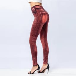 Women Striped Print False Jeans High Elastic Slim Leggings Outdoor Wearing Running High Waist Sexy Hip Lift Fashion Yoga Tights