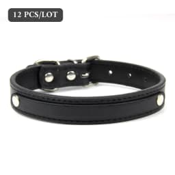 12 PCS Wholesale Plain PU Leather DIY Name ID Dog Collar Custom Letters Charms Puppy Cat Neck Strap Collars for Small Medium Dog