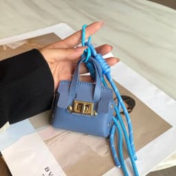 Mini Coin Purse Bag Pendant Cute Square Handbag Earphone PU Leather Creative Car Key Chain Pendant Decoration Multi-functional