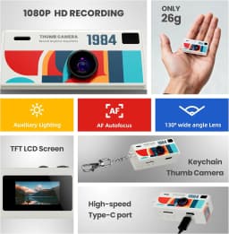 Magecam Digital Camera 0.96 Inch Keychain Camera Retro Support Memory Card 1080P Very Small Camcorder Video Recorder with Flash