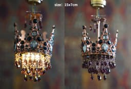 1/6 1/12 Scale Dollhouse Retro European Style Mini LED Lamp Double-head Flower Ceiling Light Lamp Wall Light Decor Toy