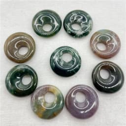 18mm Natural Gem Stone Quartz Crystal Amethyst Donut Charm Beads Pendant For Diy Jewelry Making Necklace Accessories 10pcs