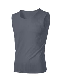 Men's Vertical Ribbed Sleeveless Tank Top Stretch Crew Neck Breathable Athletic Gym Workout Casual Summer Vest Tops